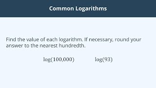 Common Logarithms - 1