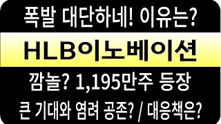 HLB이노베이션 주가/폭발력 대단/이유는? 깜놀 1195만주 등장? 기대 우려 공존 해법은? #HLB이노베이션 #HLB이노베이션 주가 #HLB이노베이션 전망