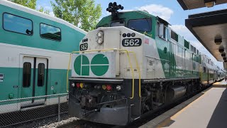 (F59 562) (6 Cars) GO 1972 (Niagara Excursion) - 562 With 333 Pulling Into \u0026 Departing Aldershot