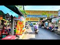 🇹🇭Virtual tour of Pracha Songkhro Road, Huai Khwang District, street food and fresh markets.