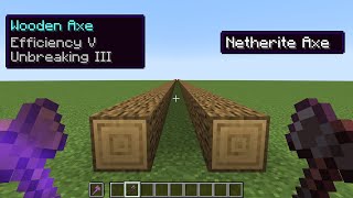 efficiency V wooden axe vs netherite axe