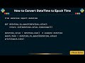 How to Convert DateTime to Epoch Time