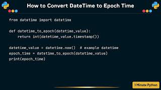 How to Convert DateTime to Epoch Time