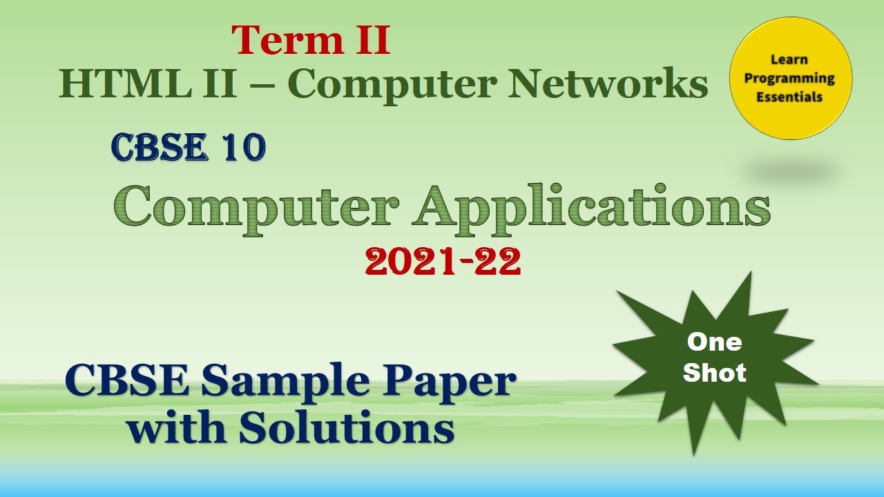 Class 10 Computer Applications Term 2 | CBSE Sample Paper Solved | # ...