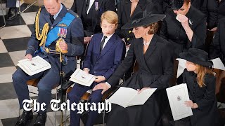 Prince George and Princess Charlotte on the front row of Queen Elizabeth II's funeral