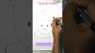 Please Subscribe #youtubeshorts #viral #art #drawing Easy Cup Plate drawing, Good Mood
