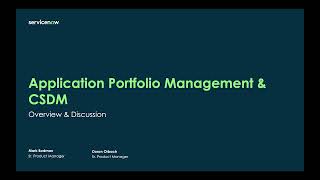 Application Portfolio Management \u0026 CSDM discussion Introducing the Enterprise Architecture Workspace