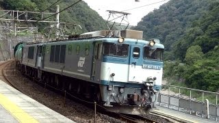 JR貨物 EF64-1047+EF64-1046 専用貨物列車(3088レ 広島更新色重連) 定光寺