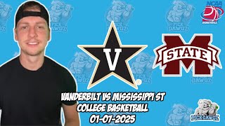 Vanderbilt vs Mississippi State 1/7/25 Free College Basketball Picks and Predictions | NCAAB Pick