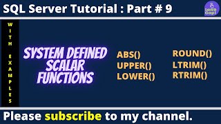 📊 Scalar Functions in SQL Server | System Defined Scalar Functions Explained | SQL Tutorial