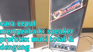 cara memperbaiki kerusakan speaker aktif profotex mati total dengung