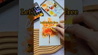 Paint an autumn tree using a sponge