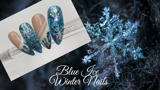 Blue Ice Winter Nails | Snowy Icicle Nails | Frozen Inspired Nail Art | Holographic Glitter Tutorial