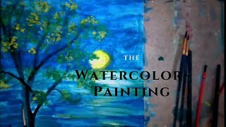 Watercolor Painting for beginners/ Night sky and the moon