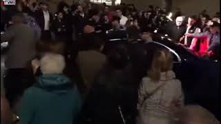 Minister's car attacked by protesters outside the parliament at Valletta Malta.