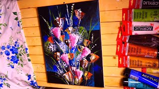 Wild Flowers Abstract Painting | Palette Knife | Acrylic Painting | Art Demonstration