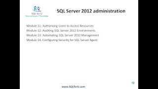 SQLforU: SQL Server 2012 Administration Online Training