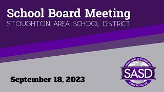 SASD School Board Meeting 9/18/23