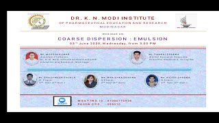 Webinar on  Coarse Dispersion:; Emulsion