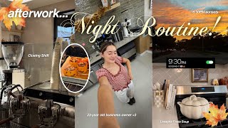 4PM FALL NIGHT ROUTINE 🍂 closing shift, packing lunch, cozy dinner 