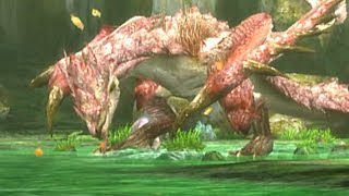 【MH3G】リオレイア亜種の激レア行動　渓流での水飲み