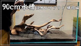 【アクアリウム】90cm水槽　三角構図の流木レイアウト（構図編）