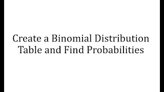Complete a Binomial Distribution Table and Find Probabilities (By Hand)