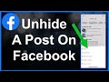 How To Unhide A Post On Facebook