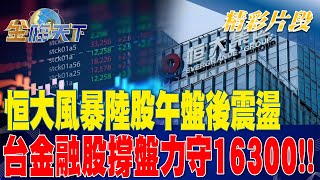 恒大風暴陸股午盤後震盪 台金融股撐盤力守16300！！ | 金臨天下 20230818