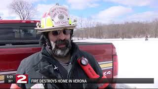 Home destroyed following massive fire in Verona