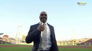 MIA@SF: Bonds throws first pitch on ceremonial night