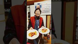 94才ユーチューブ,ばーちゃんと孫ワイルド君のダブルハートの玉子焼き #shortsfeed