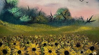 Sunflowers - Beginner Oil Painting Tutorial. Wet on wet Liquid White and Liquid Black