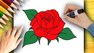HOW TO DRAW A BEAUTIFUL ROSE - FLOWER 💗 DRAW CUTE ✨ EASY