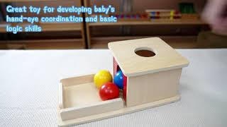 Adena Montessori Full Size Object Permanence Box with Tray Three Balls Montessori Toys