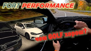 POV на грани по горной дороге, осмотр VW Golf R 7.5 и Golf GTI mk7.5