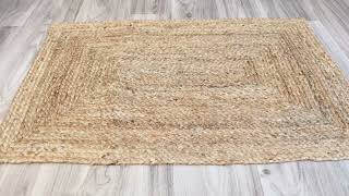 FRELISH DECOR Handwoven Jute Area Rug   2x3 feet   Natural Yarn   Rustic Vintage Beige Braided Rever