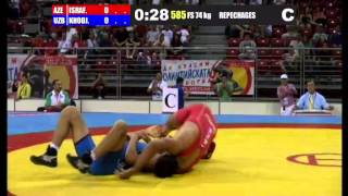 WWJC2013 / Bakhtiyar Israfilli - Techron Khodjiyev (UZB) - FS 74 kg - repechage match