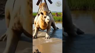 A Heavy Camel stuck in mud rescue by a farmer #humanity #animalrescue #rescue #animals #camel #trend