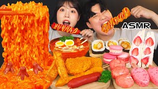 ASMR MUKBANG| 편의점 직접 만든 불닭 떡볶이 양념치킨 김밥 디저트 먹방 & 레시피 FRIED CHICKEN AND Tteokbokki EATING