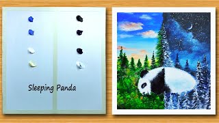 Easy Acrylic Painting / Sleeping Panda /  Two Seasons Painting