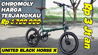 Sepeda Lipat Chromoly Murah. United Black Horse X.