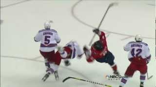 Marc Staal hit on Alex Ovechkin. NY Rangers vs Washington Capitals Game 3 5/2/12 NHL Hockey