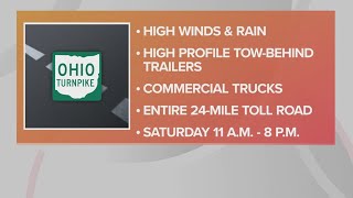 Ohio Turnpike announces weekend travel ban for certain vehicles due to high winds and rain