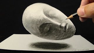 How to Draw Sleeping Muse - Brancusi's sculpture - Trick Art on Paper - VamosART
