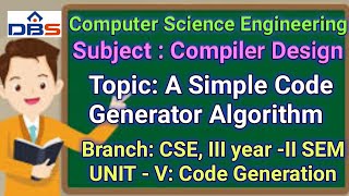 COMPILER DESIGN, Code Generation, A Simple Code Generator Algorithm