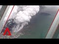 Aerial view of the crater of Mount Anak Krakatoa in Indonesia