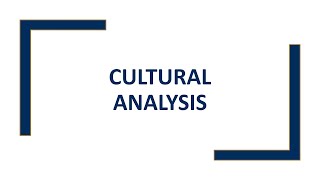 Cultural Analysis