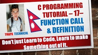 C Programming Tutorial - 17 - Function Definition and Function Call(Nepali)
