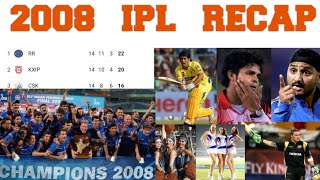 2008 IPL RECAP | DLF IPL 1 | IPL MEMORIES | CSK , MI , KKR , RCB , DD , RR , KXIP , DC